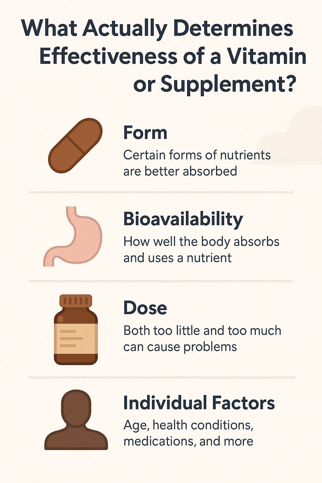 Portrait infographic titled “What Do Doctors Actually Recommend About Kids and Supplements?” showing four sections on food-first approach, specific supplement needs, nutrient testing, and verified supplement quality.